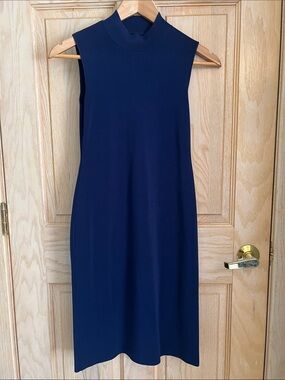 Polo by Ralph Lauren Sleeveless Navy Mock-Neck Midi Dress